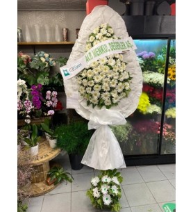 Beyaz Gerberalı Çelenk