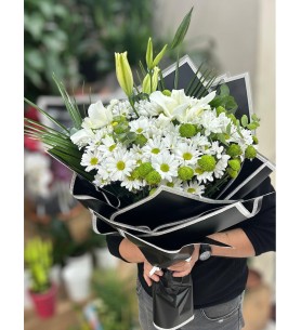 Lilyumlu Papatya Buketi