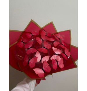 Led Işıklı Kırmızı Kelebek Buketi